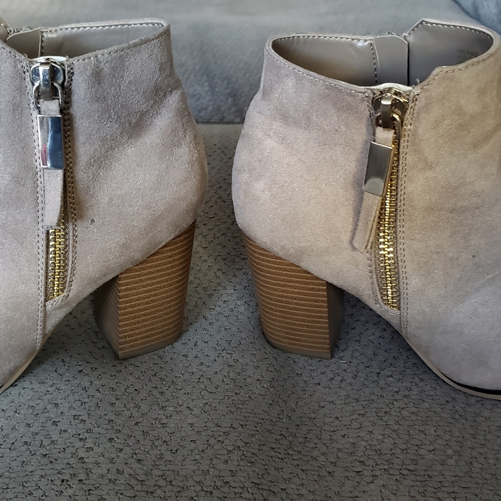 Taupe Side Zip Booties - Picture 2 of 5